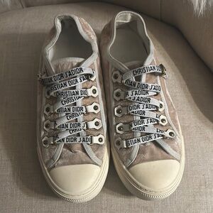 Christian Dior Beige Sneakers with Logo Laces